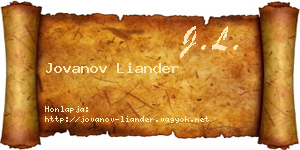 Jovanov Liander névjegykártya
